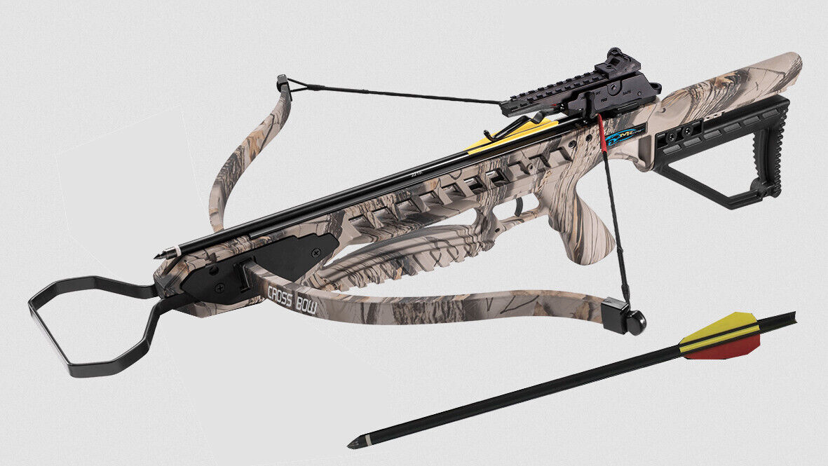 175lbs Deer Hunting Crossbow Cross Bow 245+FPS w/ Stringer, Wax 2 Arrows Camo