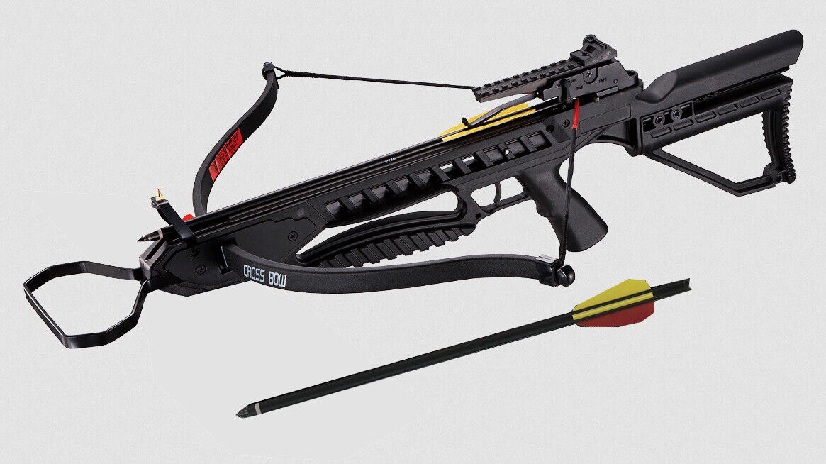 175lbs Deer Hunting Crossbow Cross Bow 245+FPS w/ Stringer, Wax 2 Arrows Black