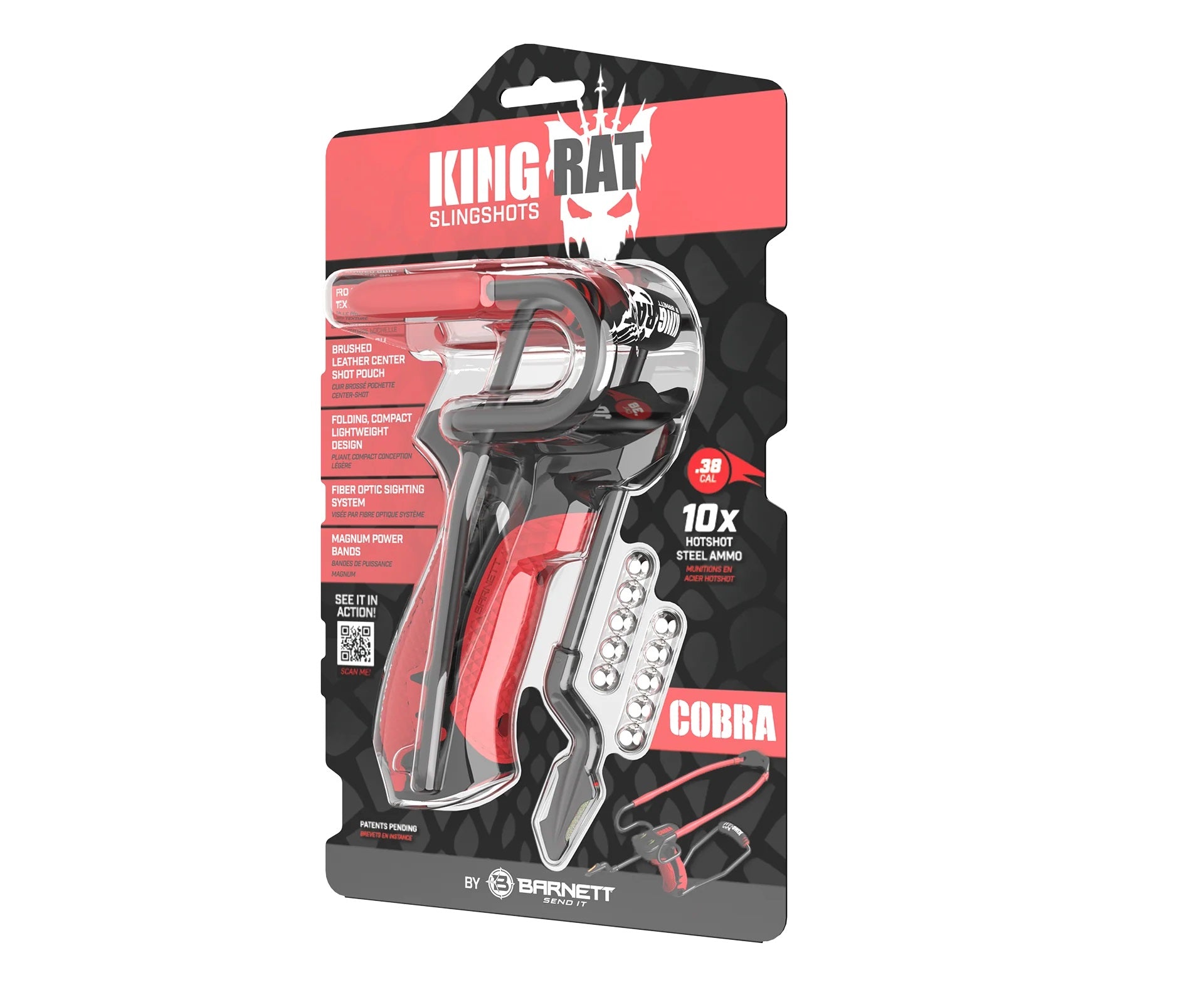 Barnett Cobra™ King Rat Black/Red Slingshots